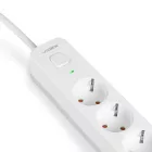 Videx Oncord fehér színű 4-es professzionális hosszabbító kapcsolóval 3m-es kábellel 1 x USB + 1 x USB-C