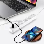 Videx Oncord fehér színű 4-es professzionális hosszabbító kapcsolóval 3m-es kábellel 1 x USB + 1 x USB-C