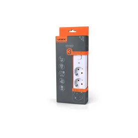   Videx Oncord fehér színű 3-as professzionális hosszabbító kapcsolóval 3m-es kábellel