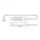 Videx Oncord fehér színű 3-as professzionális hosszabbító kapcsolóval 3m-es kábellel