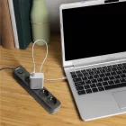 Videx Oncord fekete színű 4-es professzionális hosszabbító kapcsolóval 3m-es kábellel