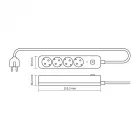 Videx Oncord fekete színű 4-es professzionális hosszabbító kapcsolóval 3m-es kábellel