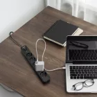 Videx Oncord fekete színű 5-ös professzionális hosszabbító kapcsolóval 3m-es kábellel