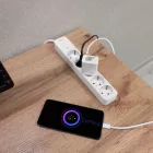 Videx Oncord fehér színű 5-ös professzionális hosszabbító kapcsolóval 3m-es kábellel