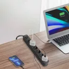 Videx Oncord fekete színű 6-os professzionális hosszabbító kapcsolóval 3m-es kábellel