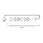 Videx Oncord fehér színű 6-os professzionális hosszabbító kapcsolóval 3m-es kábellel