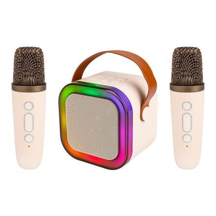 MasterLED Hordozható karaoke szett Bluetooth hangszóróval és 2 mikrofonnal