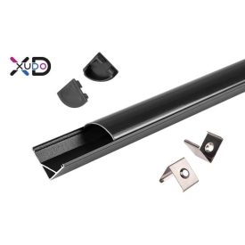   MasterLED Sarok aluprofil  íves fekete fedéllel  2 méteres szál  fekete színben