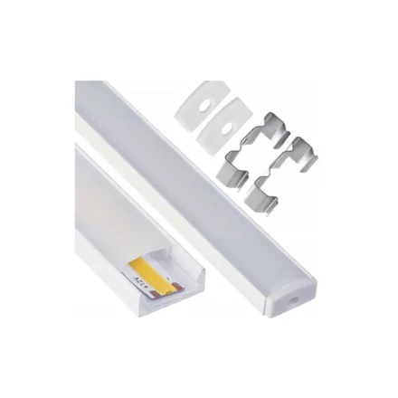 Berge fehér színű felületre szerelhető alumínium aluprofil  opál fedéllel  2 méteres szál