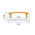 Berge fehér színű felületre szerelhető alumínium aluprofil  opál fedéllel  2 méteres szál
