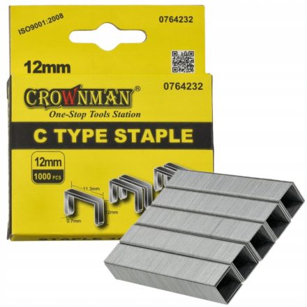 Crownman Kárpitós Tűzőgép Kapocs 0.7x12mm 1000 db