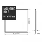 Videx 595 x 595-ös 36W-os natúr fehér LED panel, 5600lm, 4000K