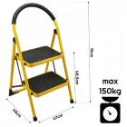 Összecsukható létra, 2 lépcsős, acél létra, 150 kg terhelhetőség