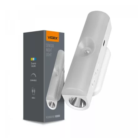 VIDEX ÚJRATÖLTHETŐ LED ÉJSZAKAI LÁMPA MOZGÁSÉRZÉKELŐVEL