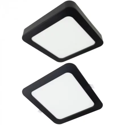 Ecolight 24W-os, négyzet alakú, CCT, fekete, süllyesztett és felületre szerelhető lámpa