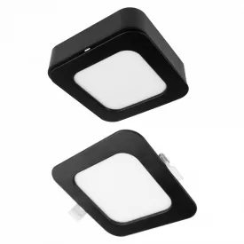   Ecolight 6W-os, négyzet alakú, CCT, fekete, süllyesztett és felületre szerelhető lámpa