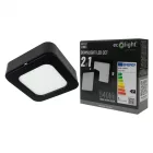 Ecolight 6W-os, négyzet alakú, CCT, fekete, süllyesztett és felületre szerelhető lámpa