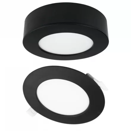 Ecolight 6W-os, kerek alakú, CCT, fekete, süllyesztett és felületre szerelhető lámpa