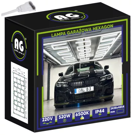 Berge Hexagon LED Garázsvilágító, 520W 2438x4854mm, 6500K