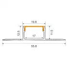 Ecolight hidegburkolatba építhető profil opál fedéllel 17mm széles, 2 méteres szál