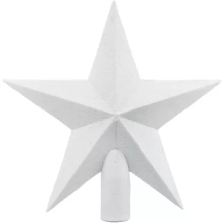 Eurolamp Csillámos csúcsdísz, fehér, 6x20cm
