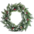 Eurolamp karácsonyi műanyag díszkoszorú, 50 cm átmérővel, zöld, havas mintával