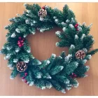 Eurolamp karácsonyi műanyag díszkoszorú, 50 cm átmérővel, zöld, havas mintával