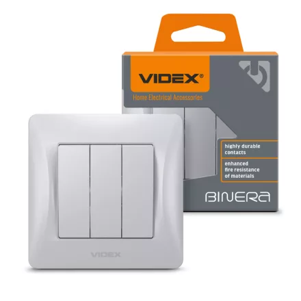 Videx Binera ezüst színű süllyesztett hármas csillárkapcsoló (20/120)