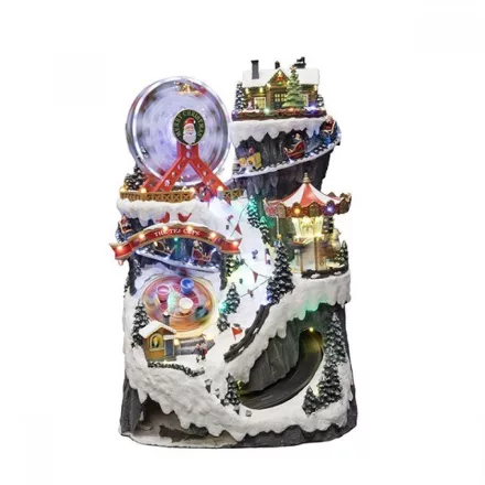 Eurolamp TÉLI VIDÁMPARK ÓRIÁSKERÉKKEL, VONATTAL, ZENÉVEL ÉS MOZGÁSSAL, ADAPTERREL, 49,5x44,5x75,5cm