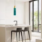 EUROLAMP ARTE ILLUMINA CALLIOPE Függesztett lámpatest beépített LED Φ10X40 E14X1 Kék üveg - GOLD