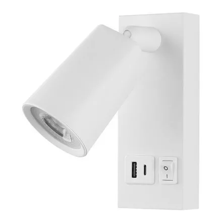 EUROLAMP ARTE ILLUMINA CHARGE Fehér Falilámpa olvasólámpa USB C csatlakozóva 5w 3000k 150x80x145mm 
