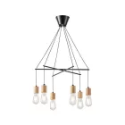 EUROLAMP ARTE ILLUMINA EDISON Függesztett lámpatest 6XΕ27 650X650X1180mm Fa & Fém Fekete 