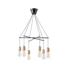EUROLAMP ARTE ILLUMINA EDISON Függesztett lámpatest 6XΕ27 650X650X1180mm Fa & Fém Fekete 
