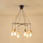 EUROLAMP ARTE ILLUMINA EDISON Függesztett lámpatest 6XΕ27 650X650X1180mm Fa & Fém Fekete 