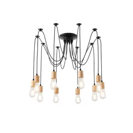 EUROLAMP ARTE ILLUMINA EDISON Függesztett lámpatest beépített LED 10XΕ27 1000X1000X510mm Fa & Fém Fekete 